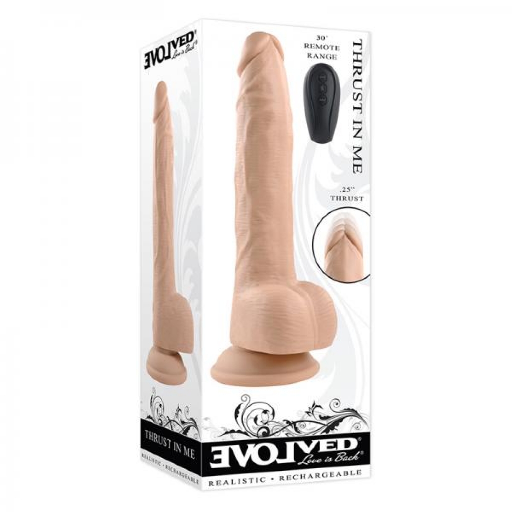 Evolved Thrust In Me Rechargeable Remote Controlled Thrusting Vibrating 9.25 In. Silicone Dildo Ligh - Evolved Novelties