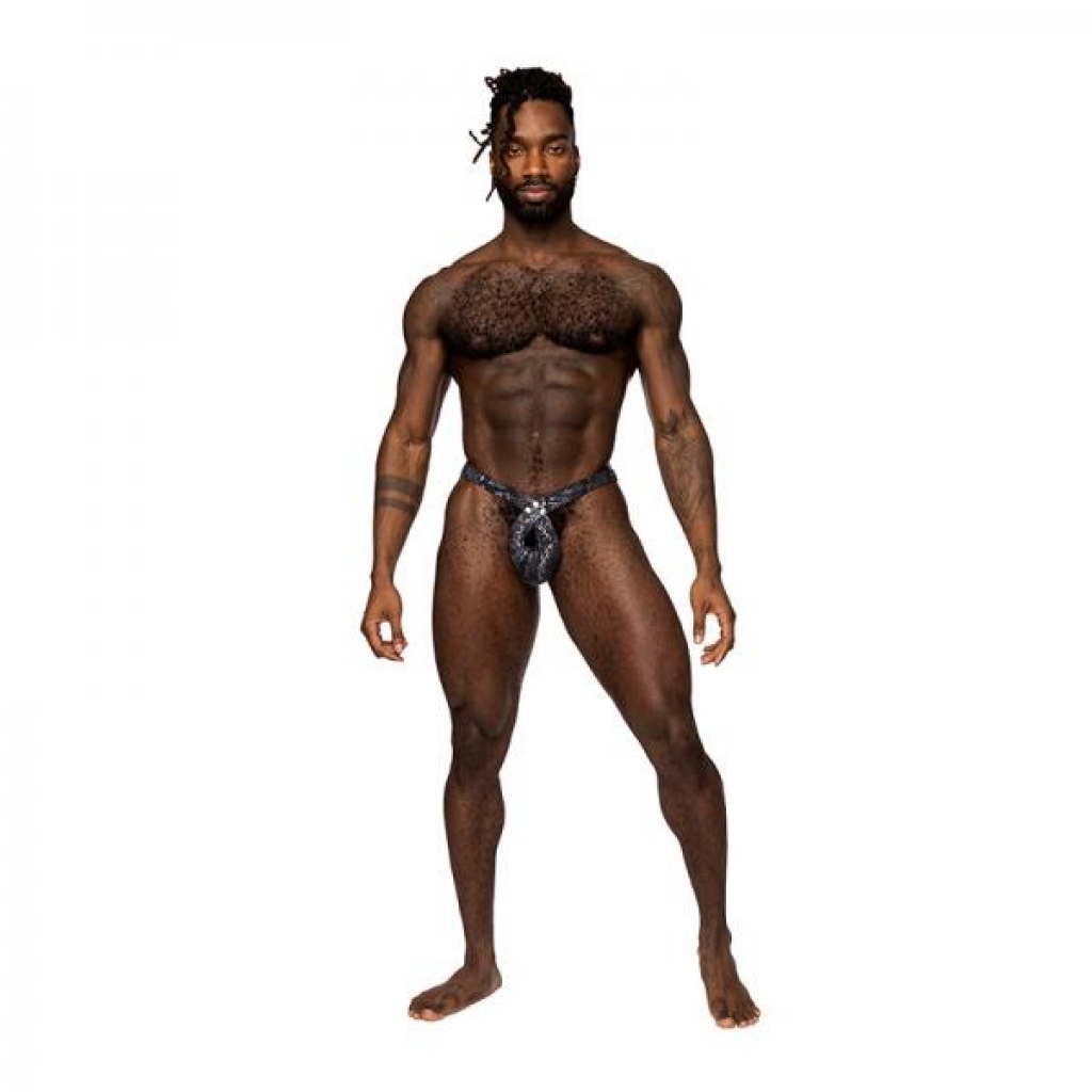 Male Power S'naked Criss Cross Thong - Black/Blue L/XL