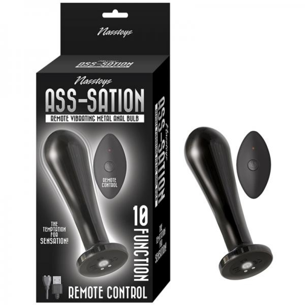 Nasstoys Ass-sation Remote Vibrating Metal Anal Bulb Black - Nasstoys