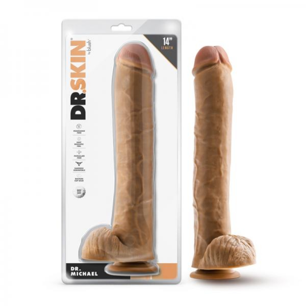 Dr. Skin Dr. Michael 14 In. Dildo With Balls - Tan