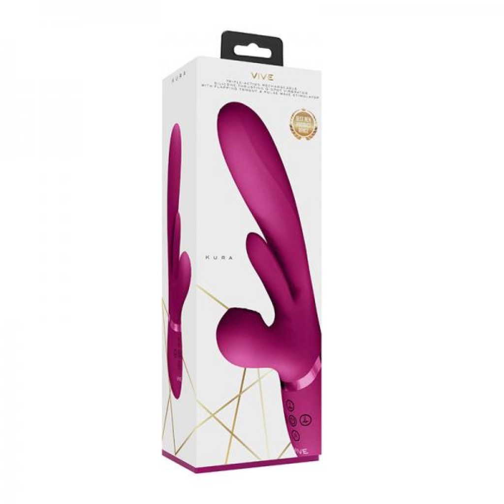 Vive Kura Rechargeable Thrusting Silicone G-spot Vibrator With Flapping Tongue And Pulse Wave Stimul - Shots America Llc