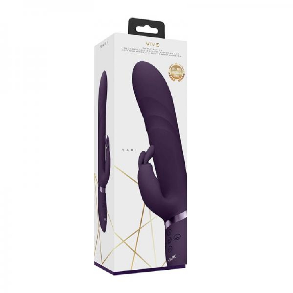 Vive Nari Rechargeable Silicone G-spot Rabbit Vibrator With Rotating Beads Purple - Shots America Llc