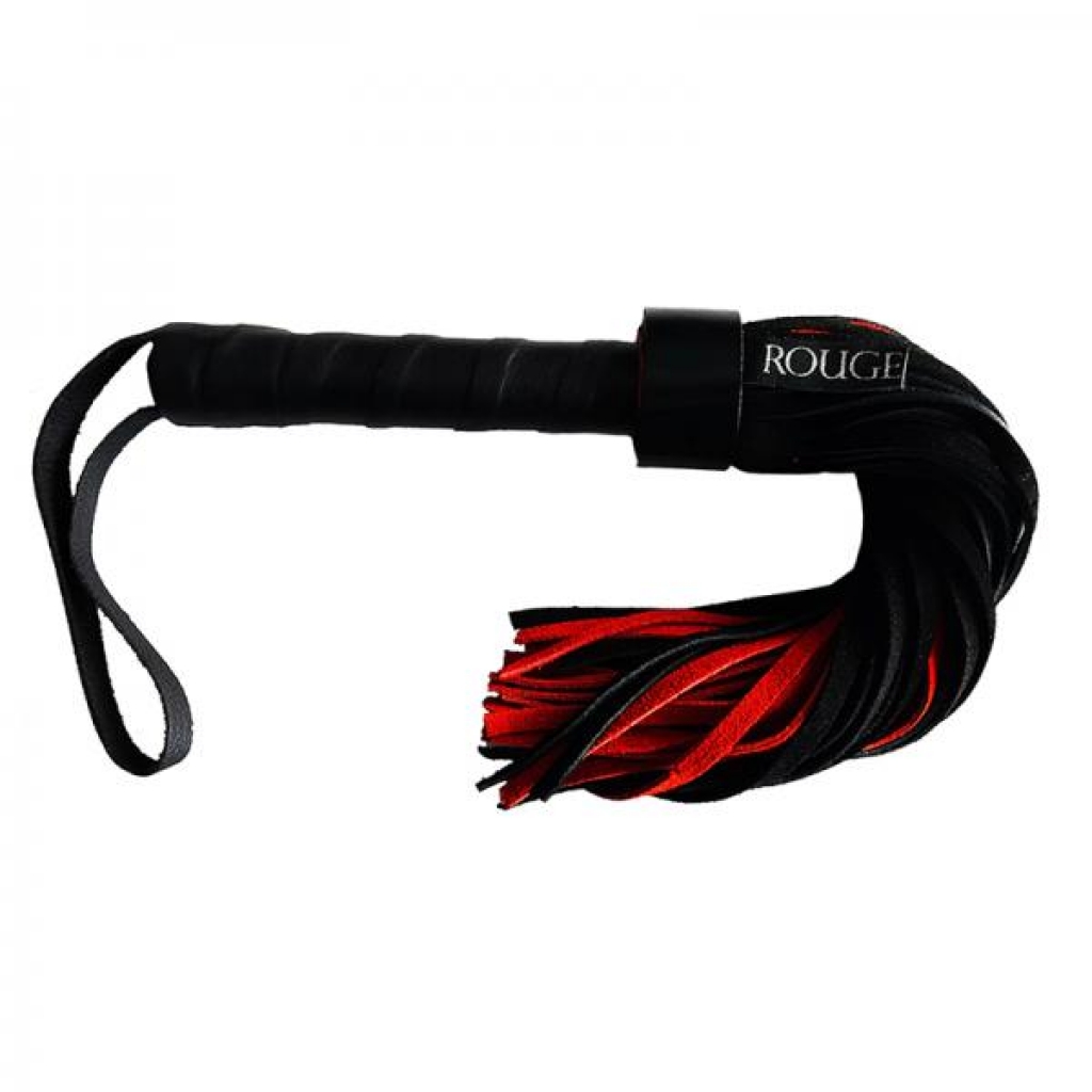 Rouge Short Suede Flogger with Leather Handle - Black/Red