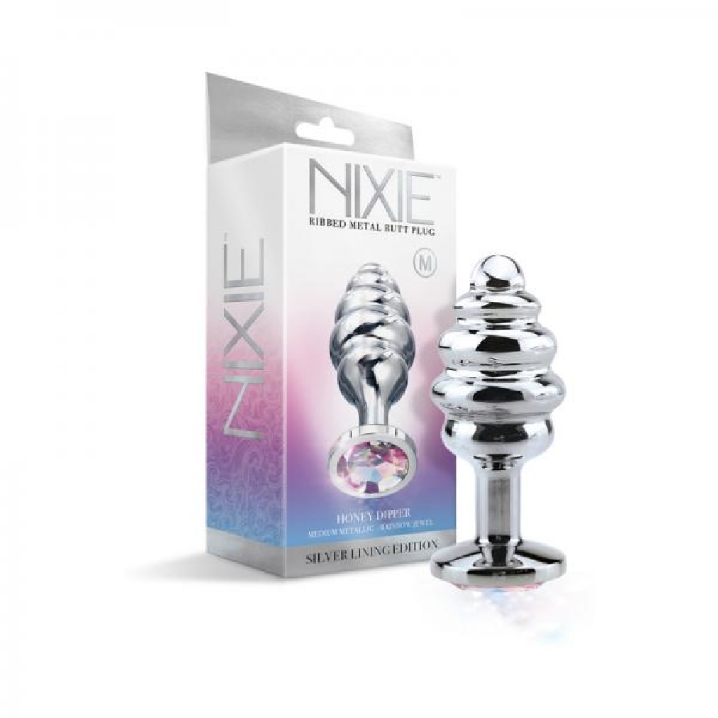 Nixie Ribbed Metal Butt Plug Honey Dipper Medium - Global Novelties Llc