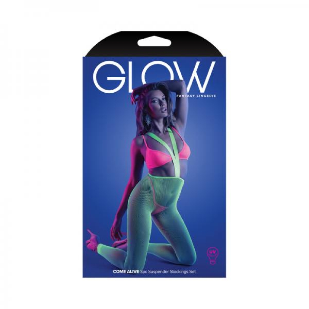 Fantasy Lingerie Glow Come Alive Set - Neon Green O/S