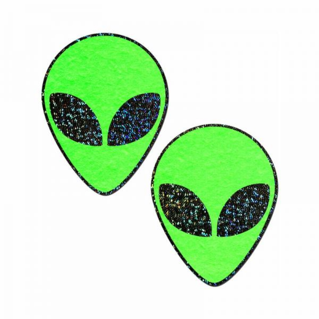 Pastease Glow-in-the-Dark Glitter Alien Pasties in Green