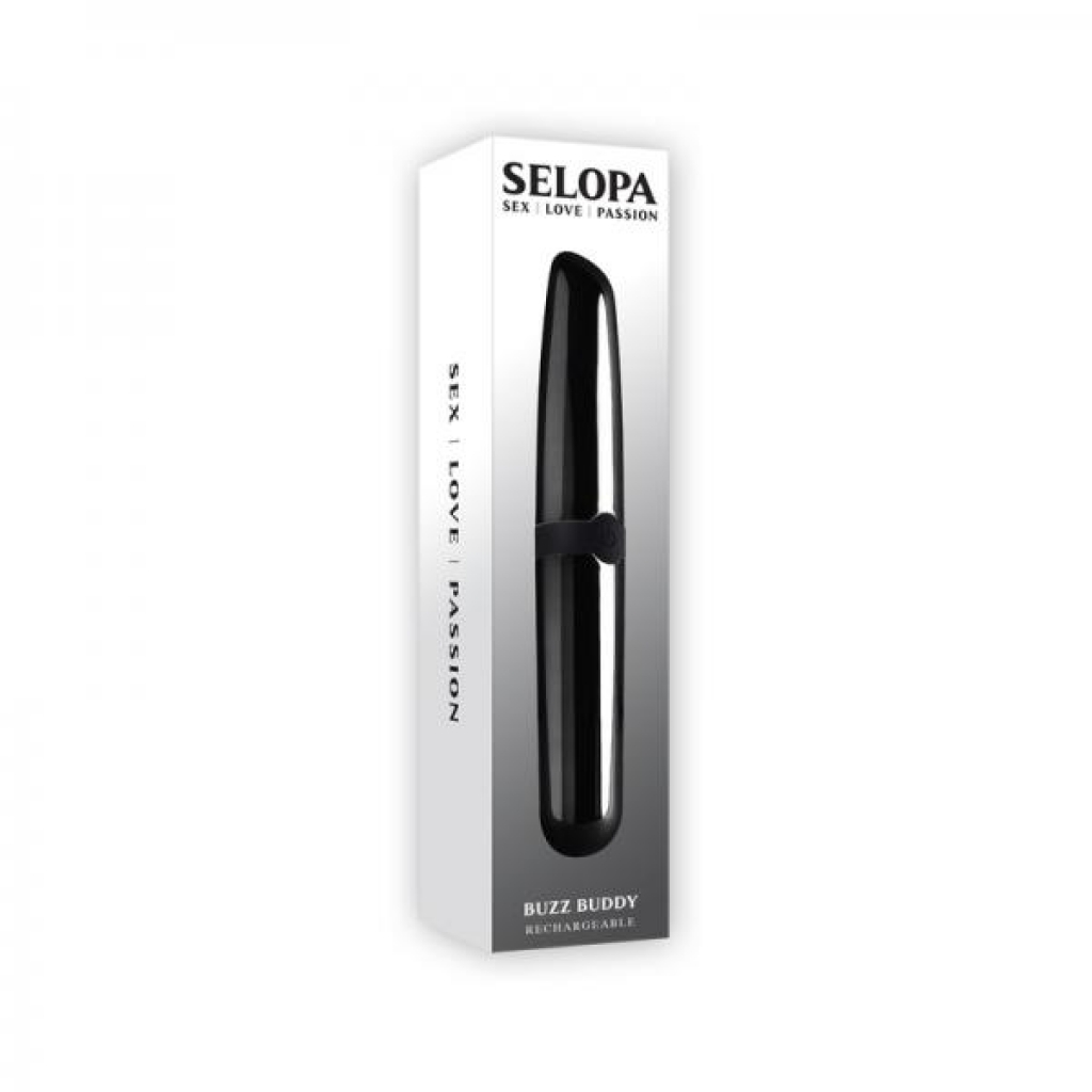 Selopa Buzz Buddy Rechargeable Vibe Silicone Black Chrome - Evolved Novelties