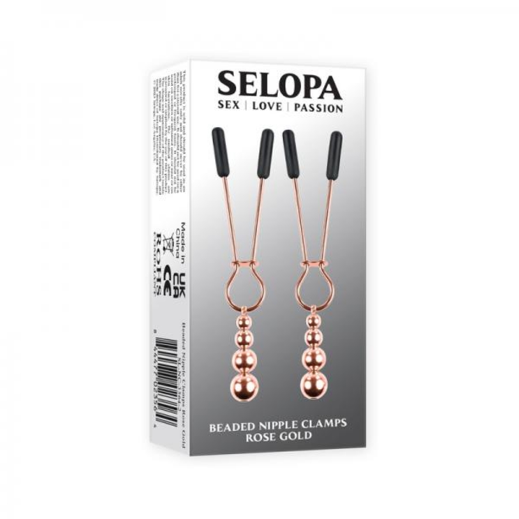 Selopa Beaded Nipple Clamps Stainless Steel Rose Gold - Evolved Novelties