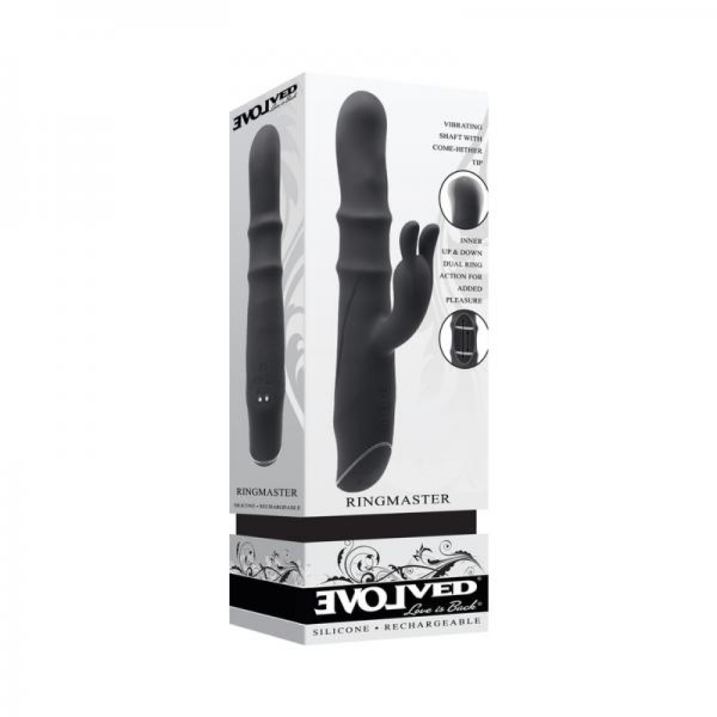 Evolved Ringmaster Rechargeable Dual Stim Vibe Silicone Black - Evolved Novelties