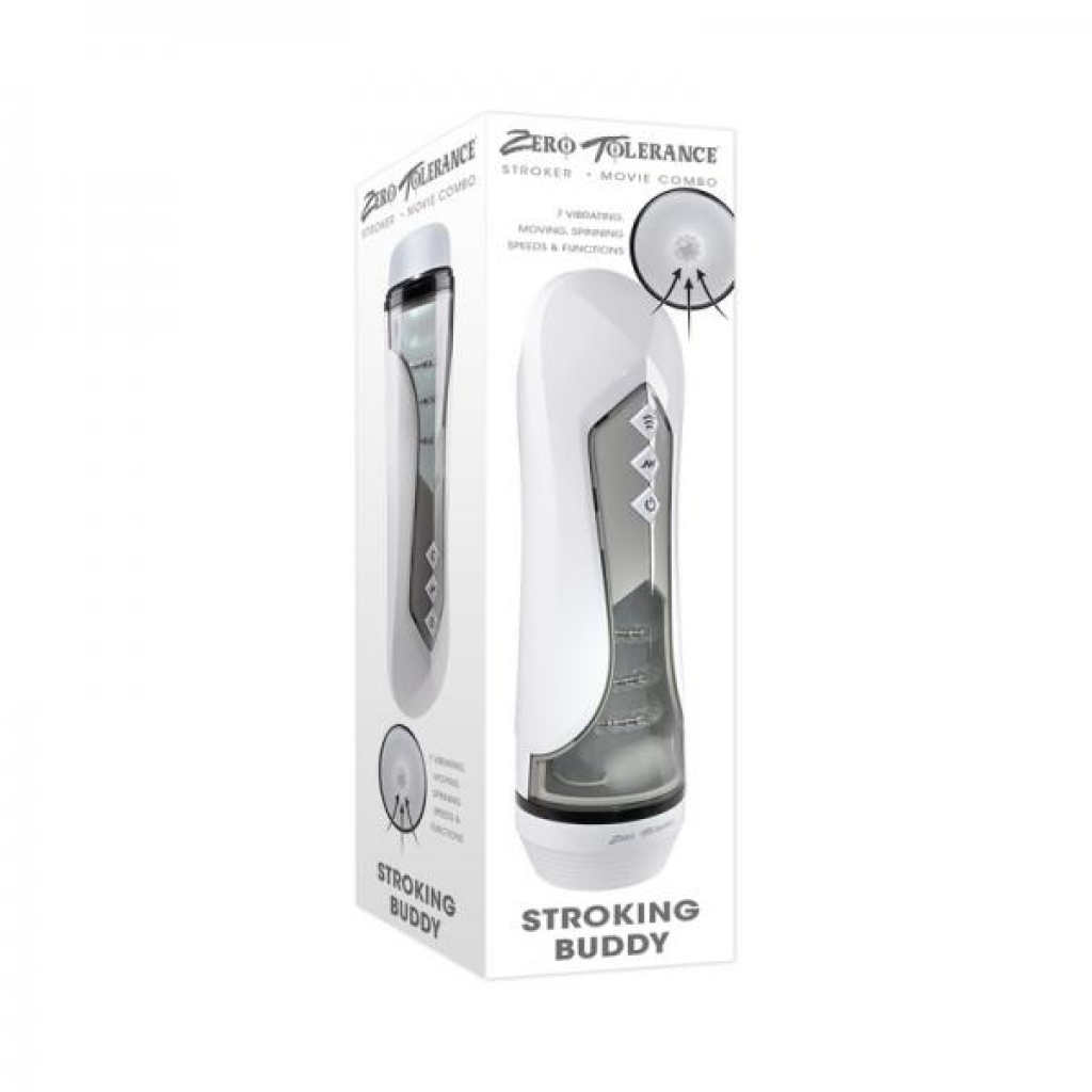 Zero Tolerance Stroking Buddy Rechargeable Vibrating Stroker White - Evolved Novelties