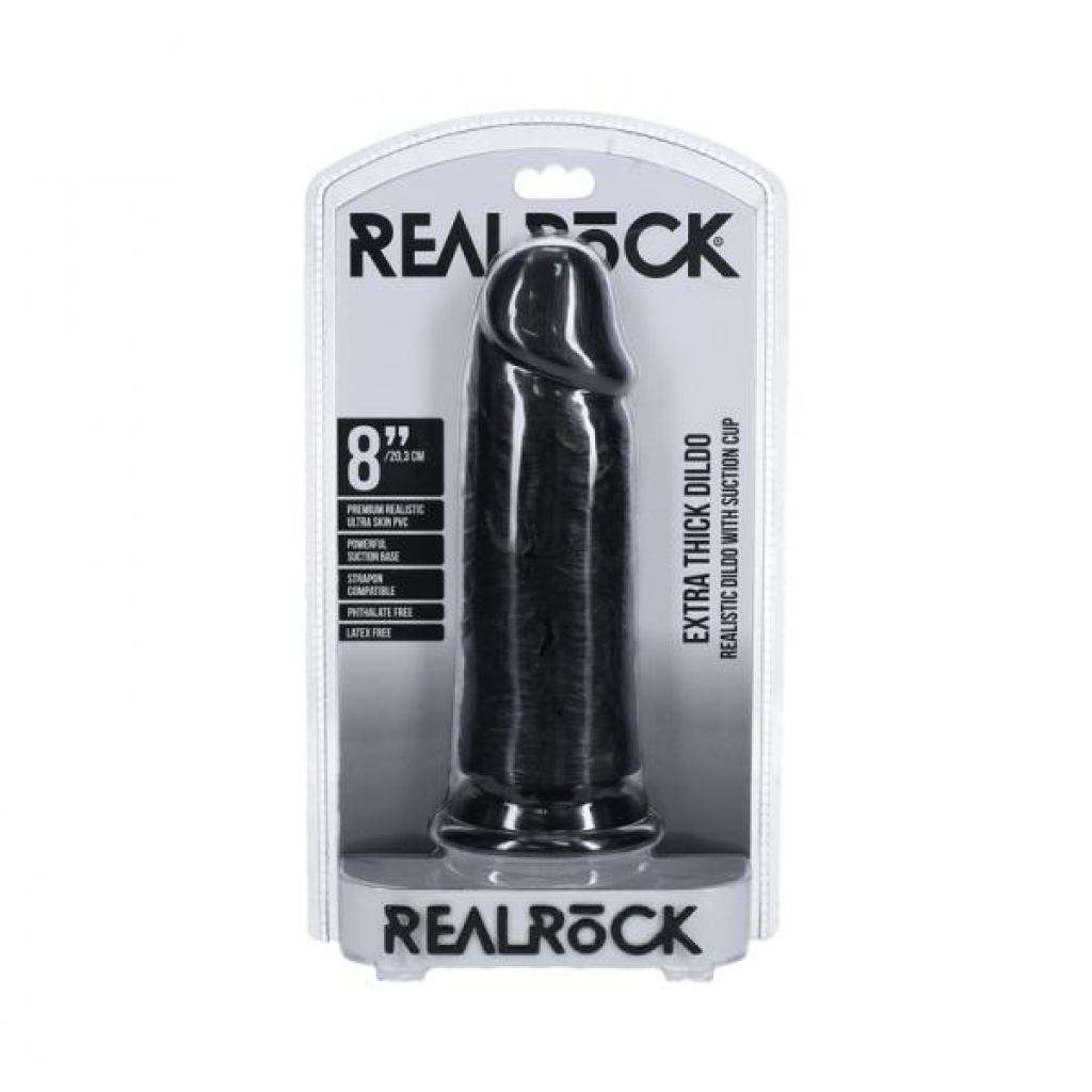 Realrock Extra Thick 8 In. Dildo Black - Shots America Llc