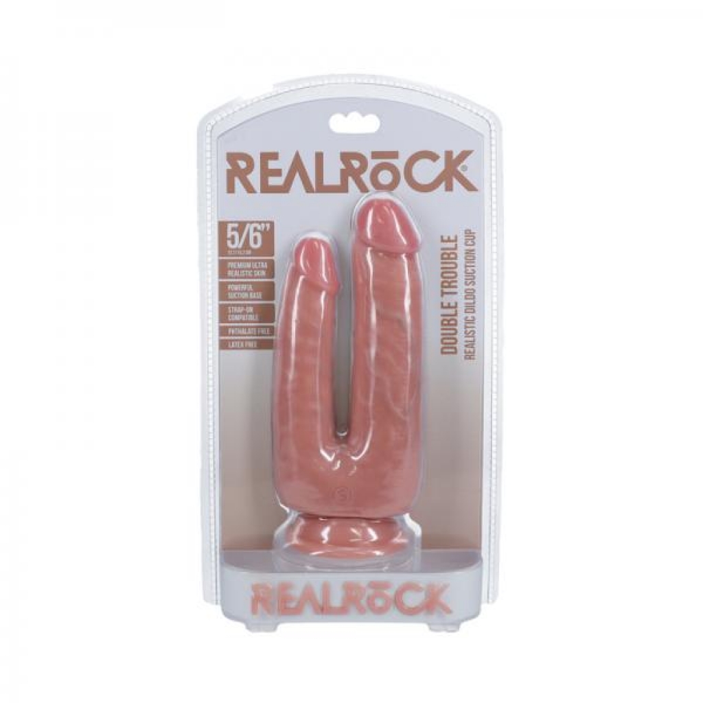 Realrock Double Trouble 5 In. / 6 In. Dildo - Beige