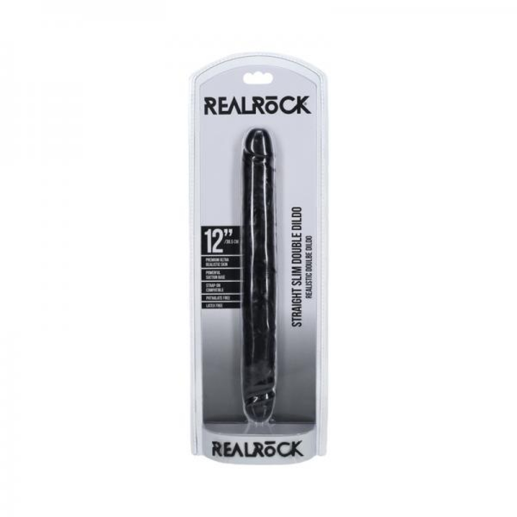 Realrock 12 In. Slim Double-ended Dong Black - Shots America Llc