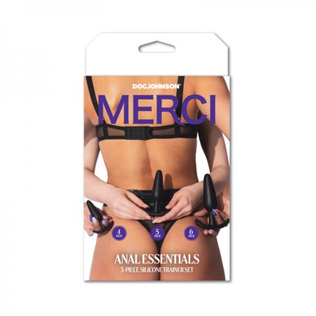 Merci Anal Essentials 3-piece Silicone Trainer Set Black - Doc Johnson