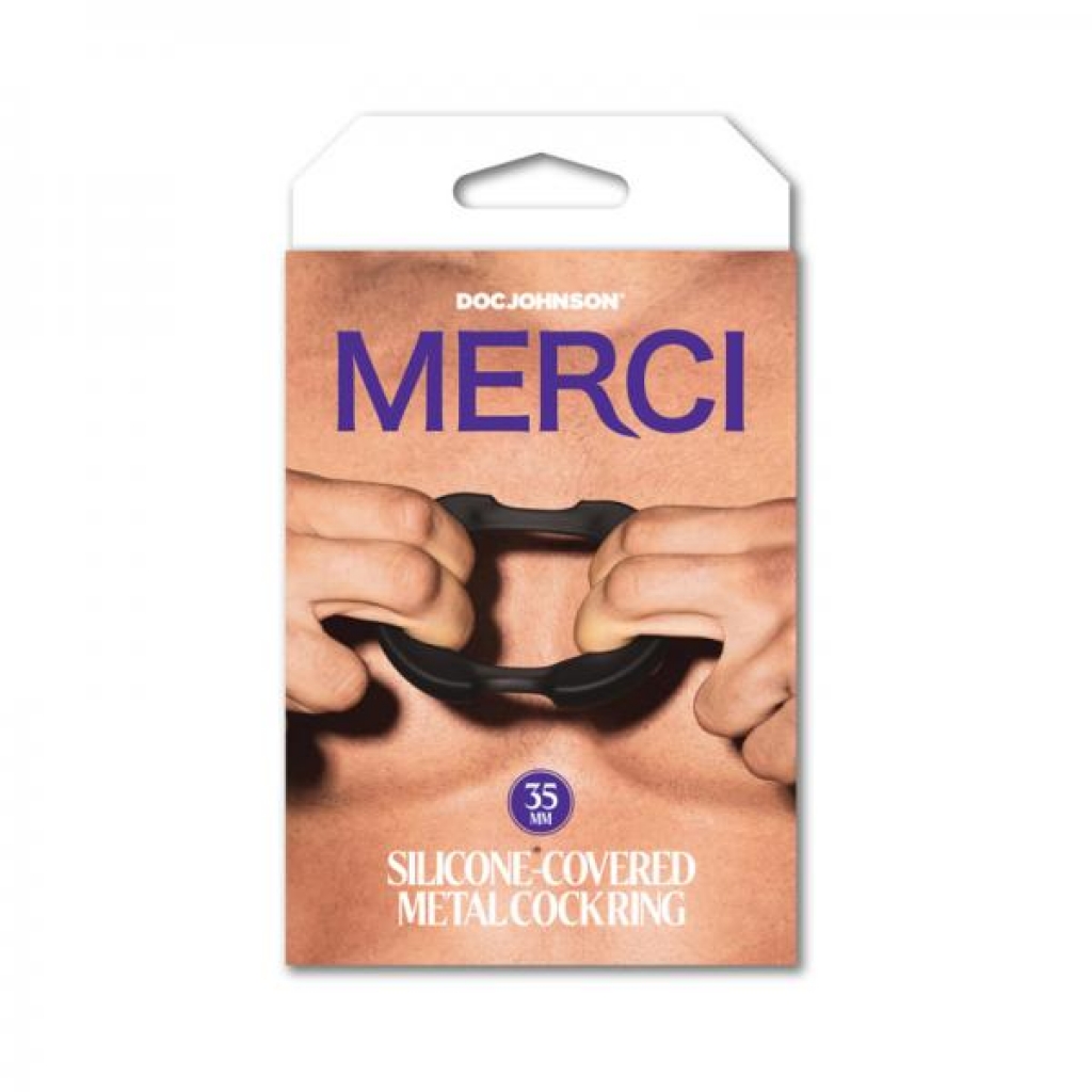 Merci Silicone Covered Metal Cock Ring - 35mm Black