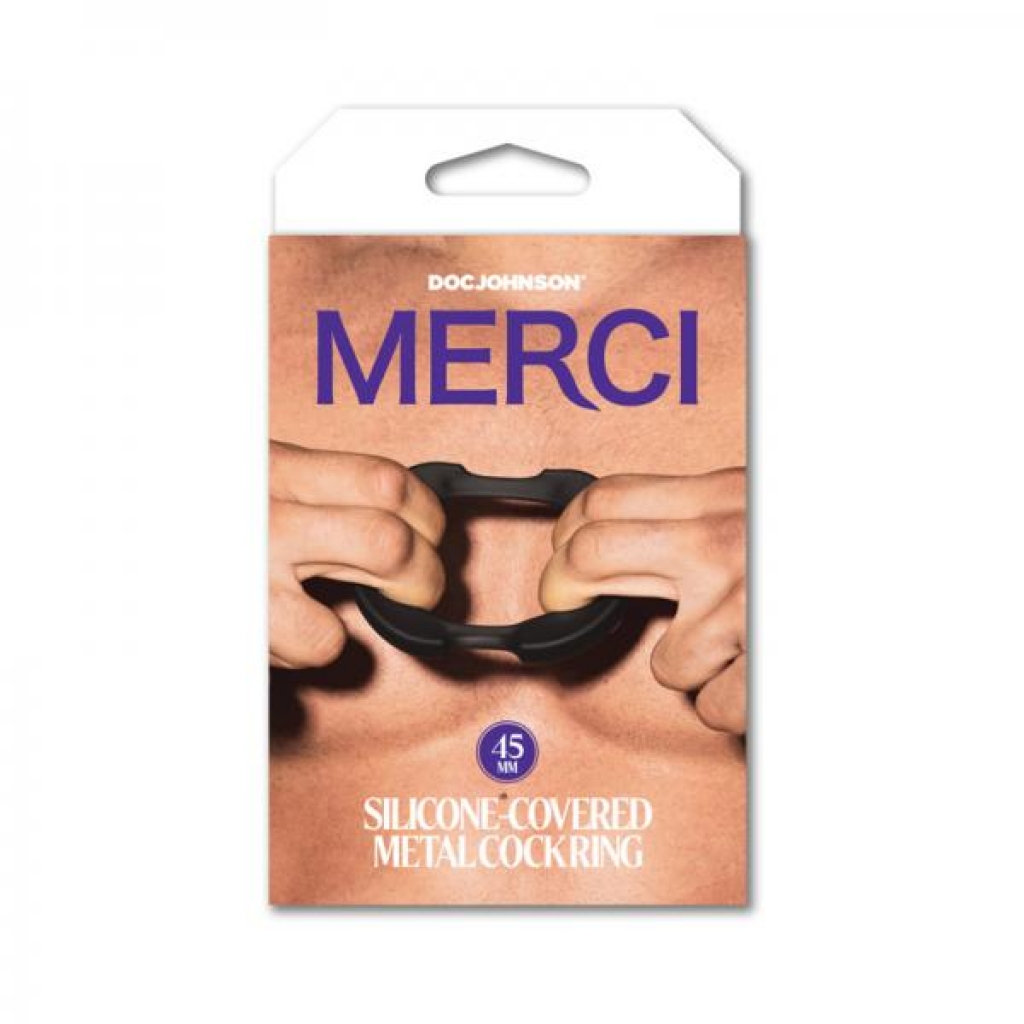 Merci Silicone Covered Metal Cock Ring 45mm Black - Doc Johnson