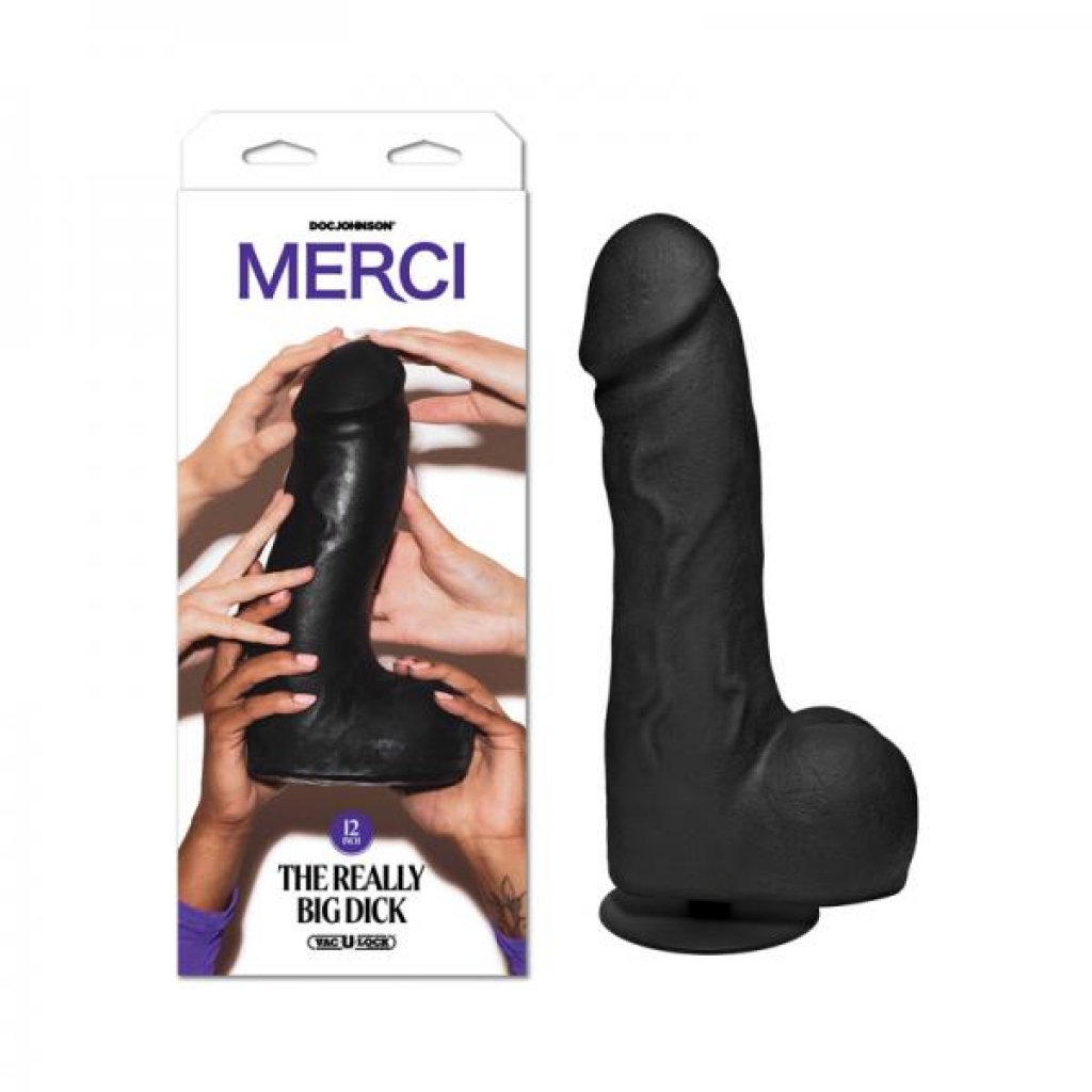 Merci The Really Big Dick With Xl Removable Vac-u-lock Suction Cup Black - Doc Johnson