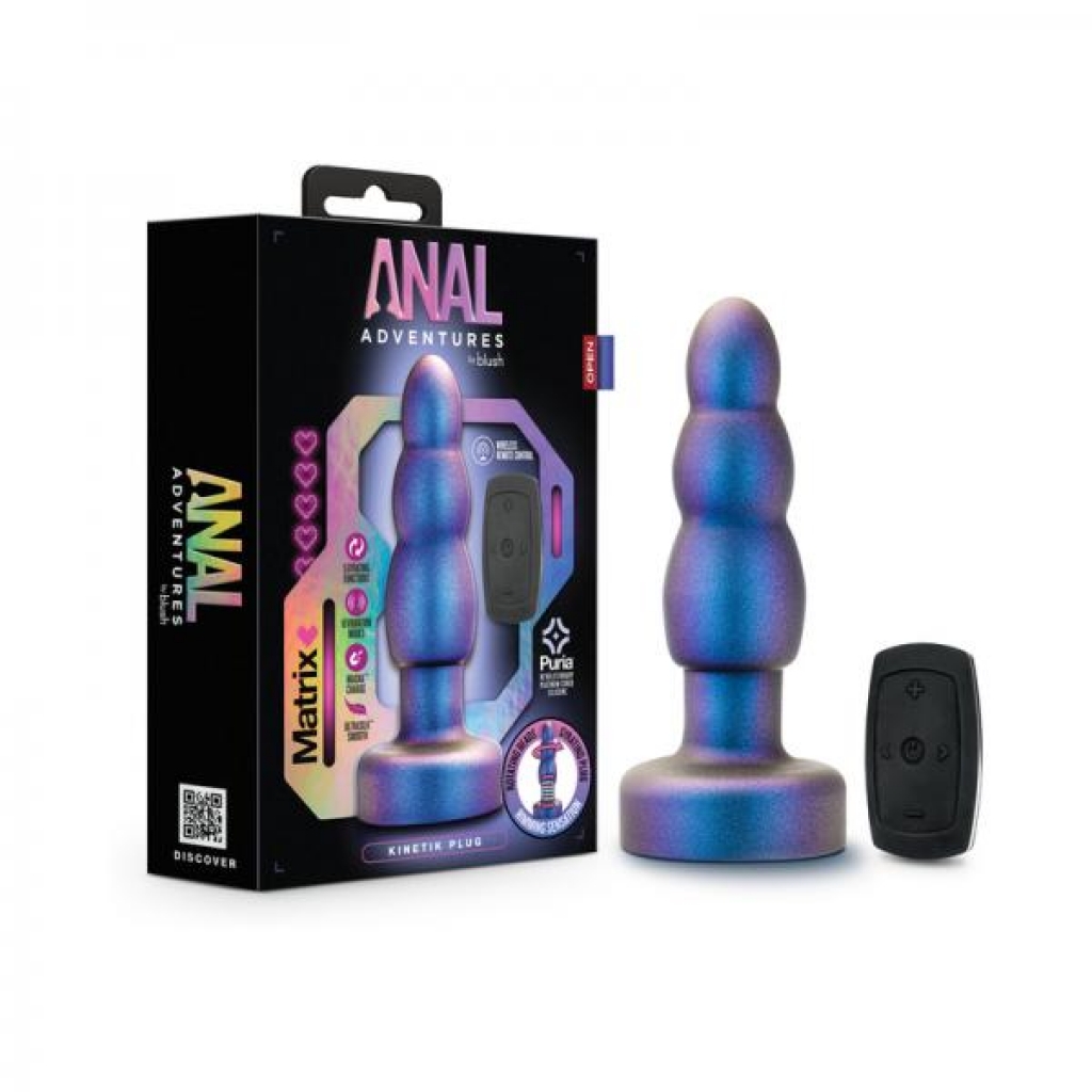 Anal Adventures Matrix Kinetik Plug with Remote - Space Age Blue