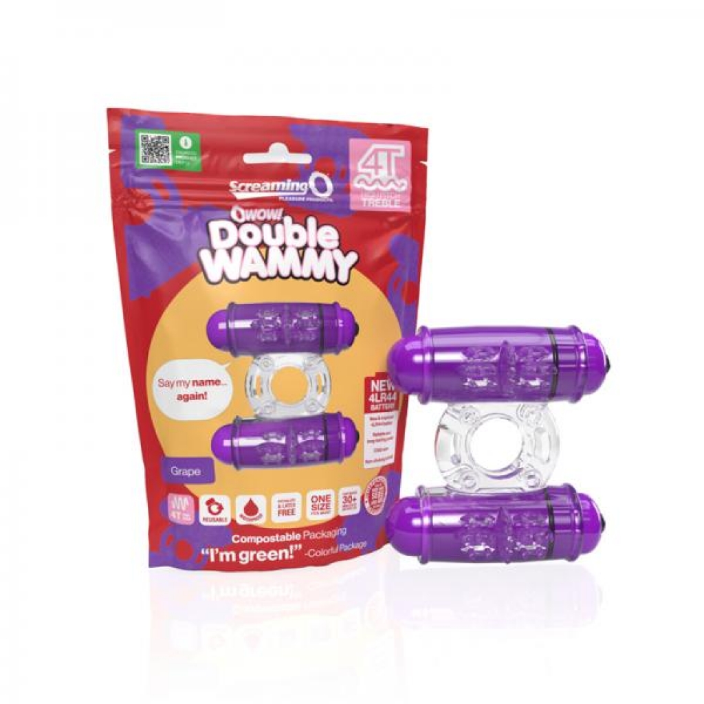 Screaming O 4T Double Wammy Vibrating Ring - Grape