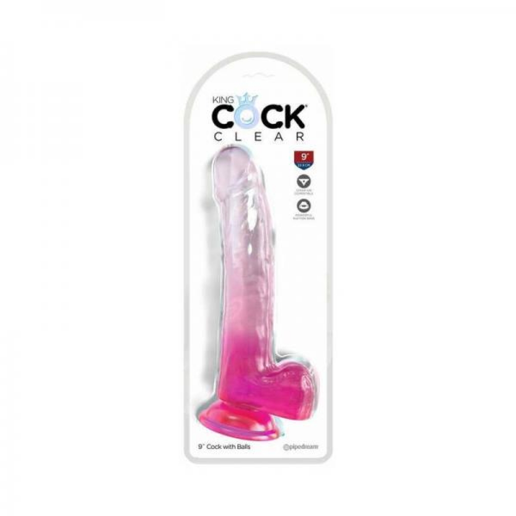 King Cock Clear With Balls 9in Pink - Pipedream Products