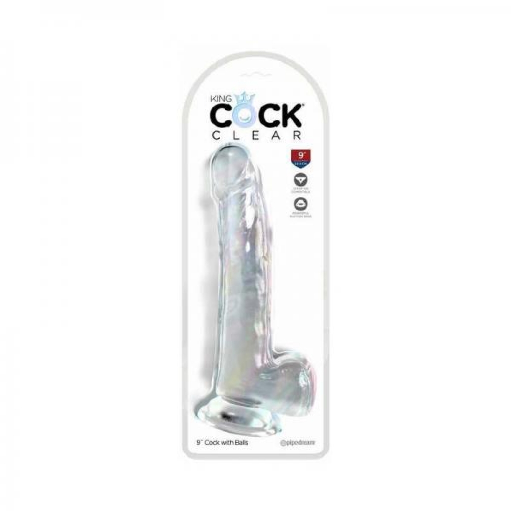 King Cock Clear With Balls 9in Clear - Pipedream Products