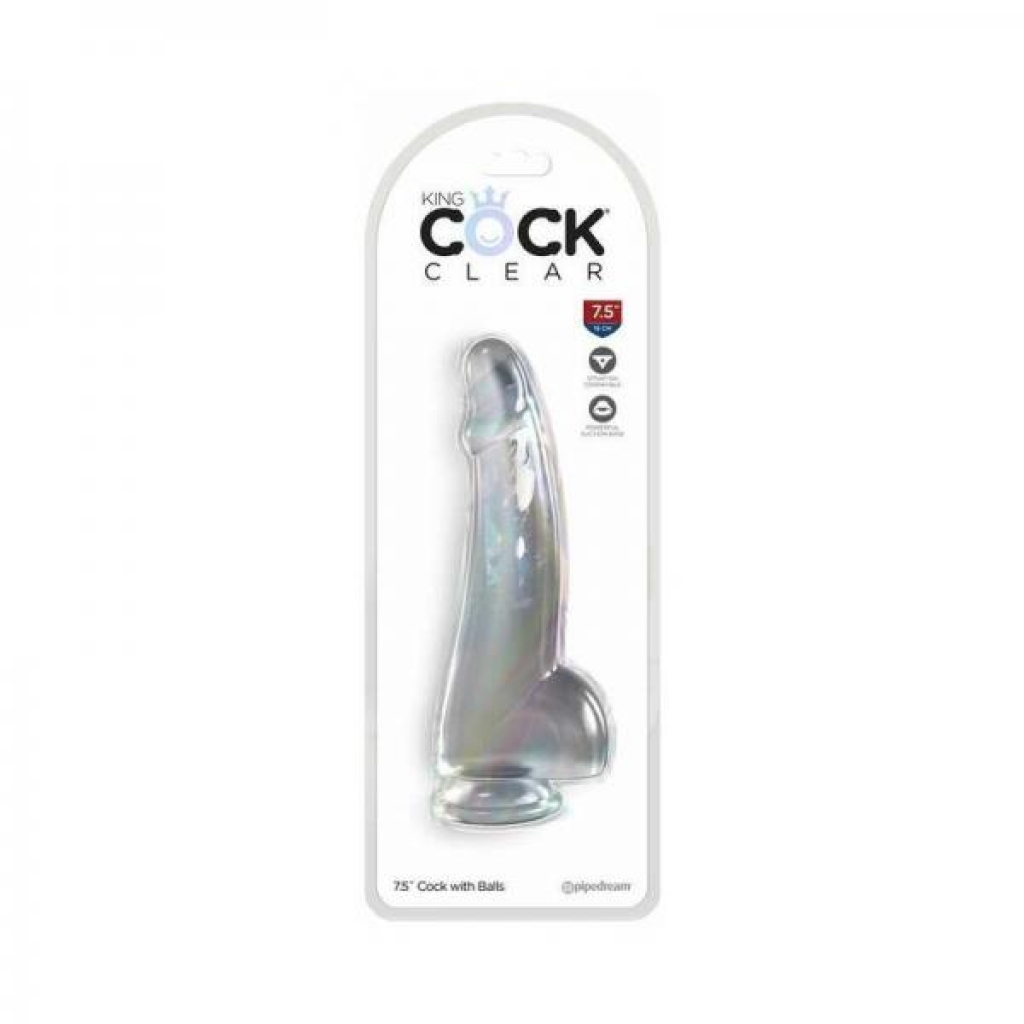 King Cock Clear With Balls 7.5in Clear - Pipedream Products