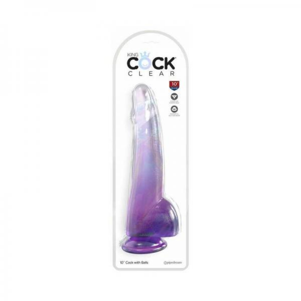 King Cock Clear With Balls 10inpurple - Pipedream Products