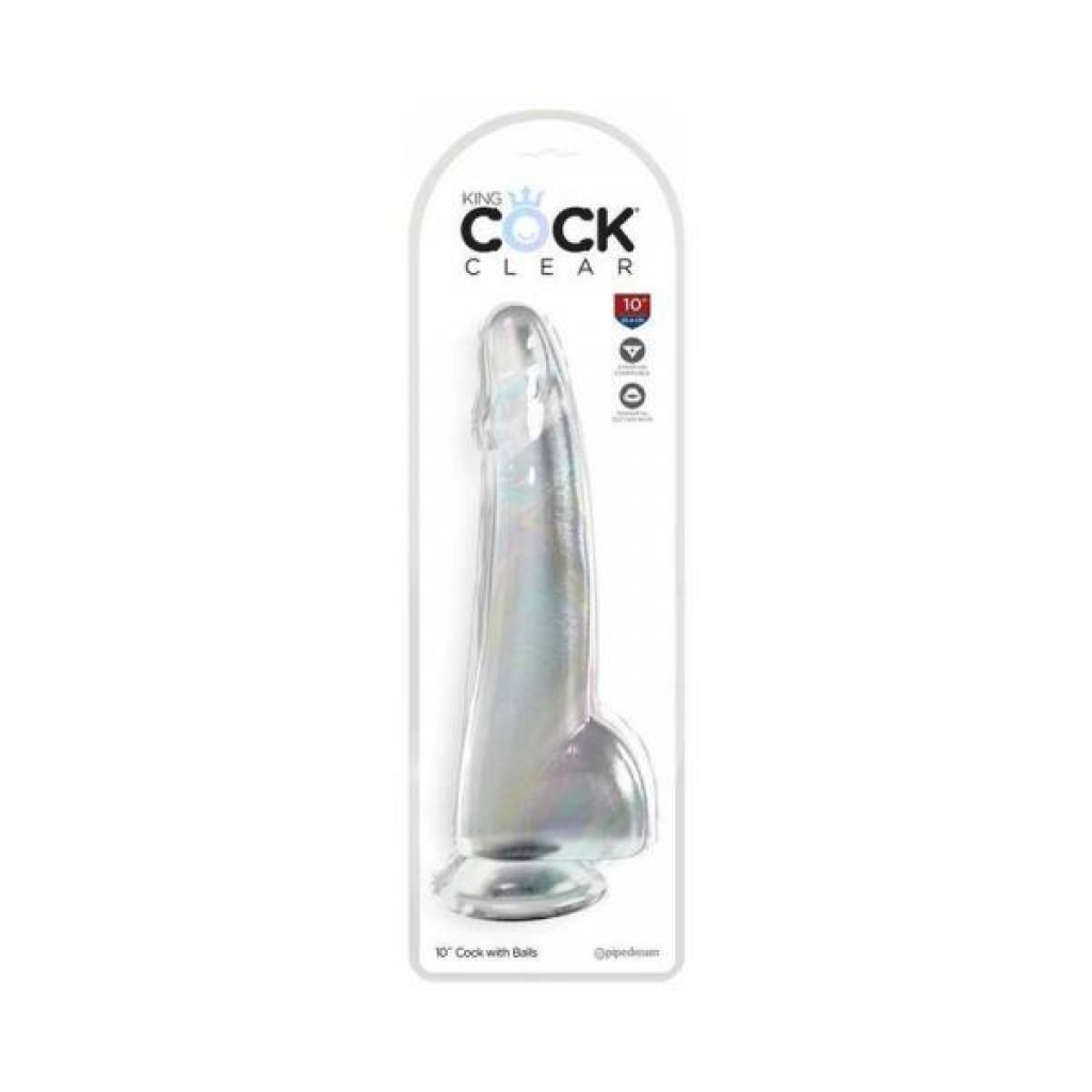 King Cock Clear With Balls 10in Clear - Pipedream Products