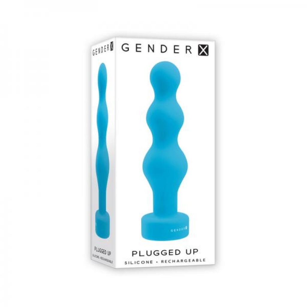 Gender X Plugged Up Rechargeable Silicone Vibrating Beaded Plug Teal - Evolved Novelties