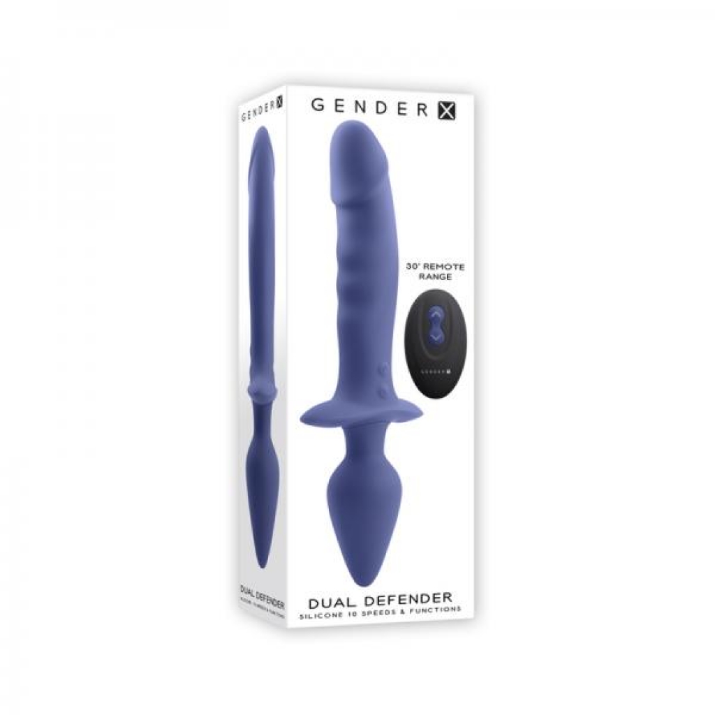 Gender X Dual Defender Rechargeable Silicone Dual End Vibrator With Remote Purple - Evolved Novelties