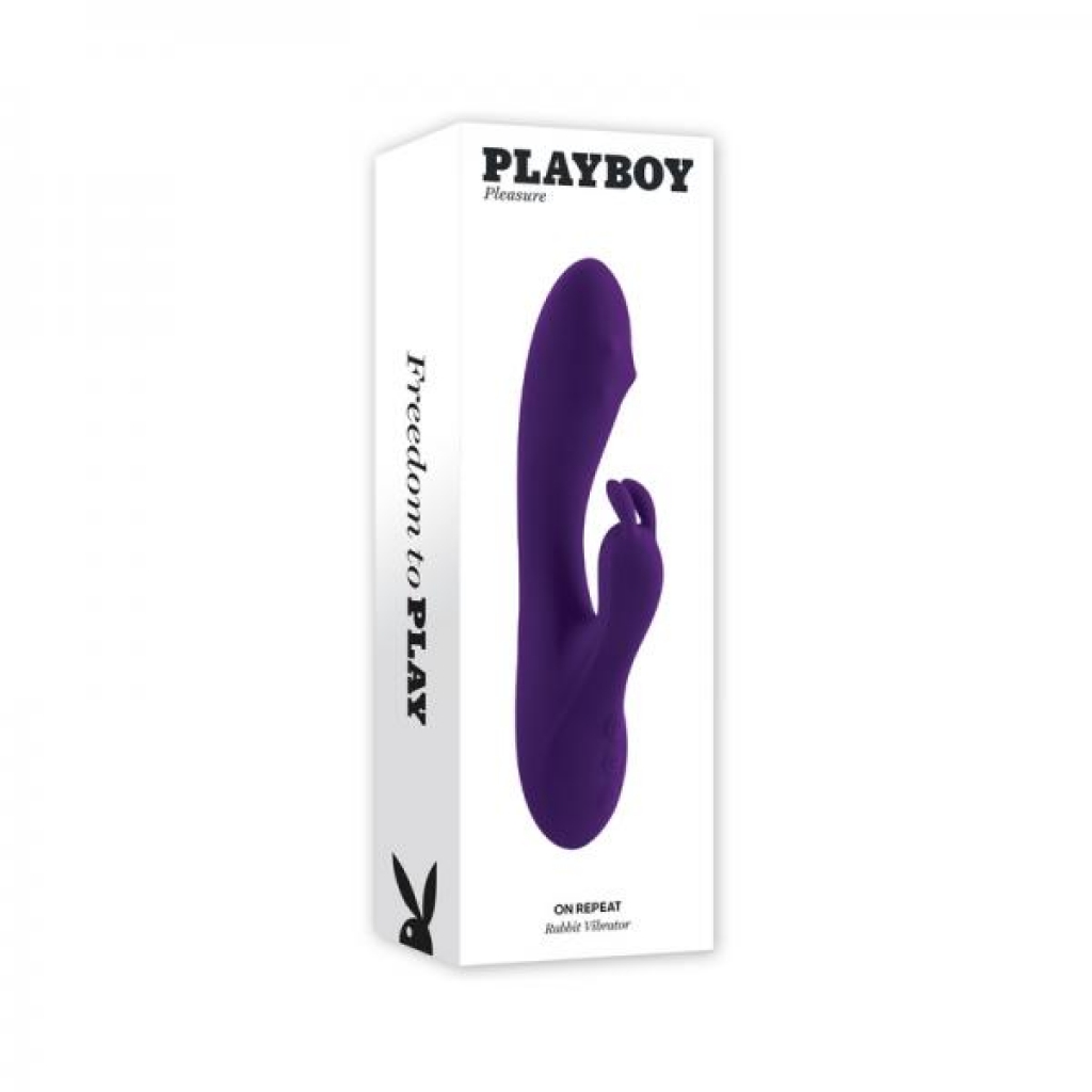 Playboy On Repeat Rechargeable Silicone Rotating Rabbit Vibrator - Purple