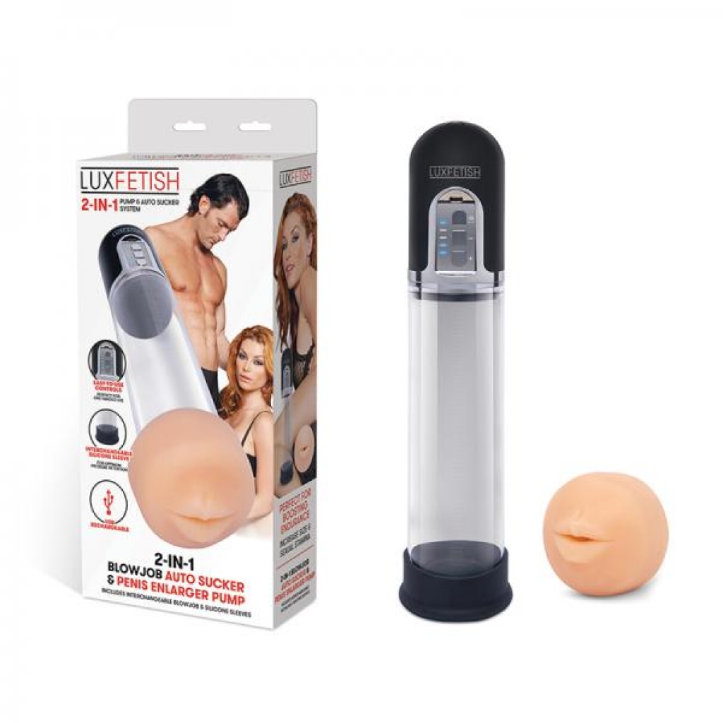 Lux Fetish 2-in-1 Blowjob Auto Sucker And Penis Enlarger Pump - Electric Eel Inc