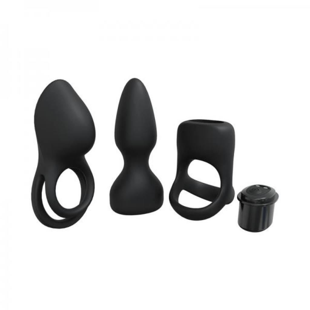 Loveline Pleasure Kit 10 Speed Silicone Rechargeable Waterproof Black - Shots America Llc