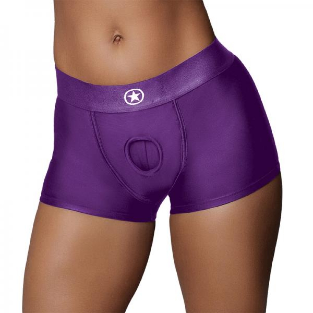 Ouch! Vibrating Strap-on Boxer Purple M/l - Shots America Llc