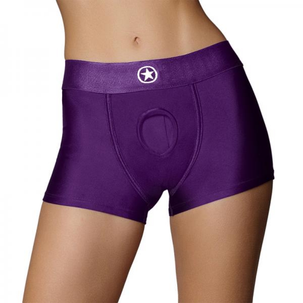 Ouch! Vibrating Strap-on Boxer Purple Xs/s - Shots America Llc