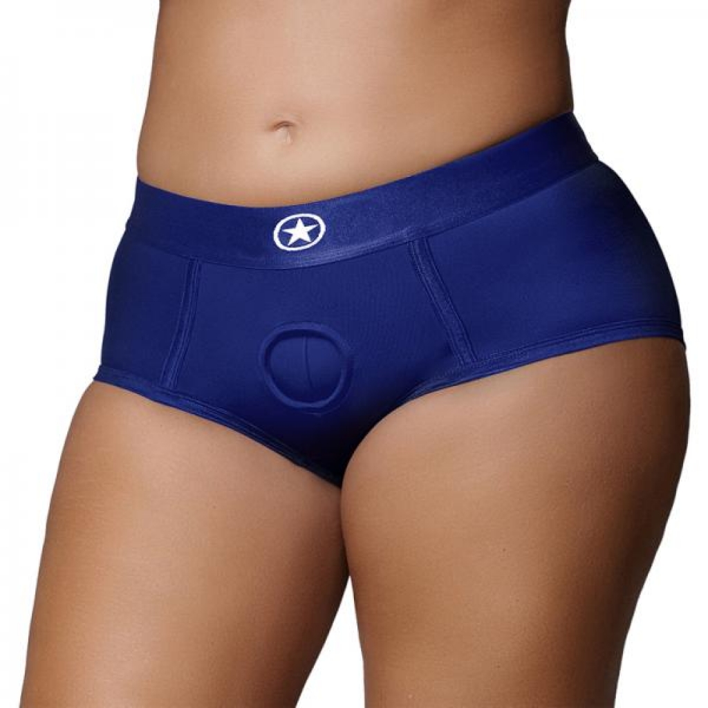 Ouch! Vibrating Strap-on Brief - Royal Blue XXL/XXL