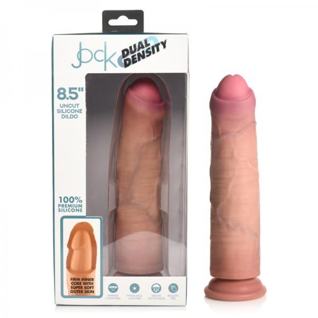 Jock Uncut 8.5 In. Dual Density Silicone Dildo Light - Curve Novelties