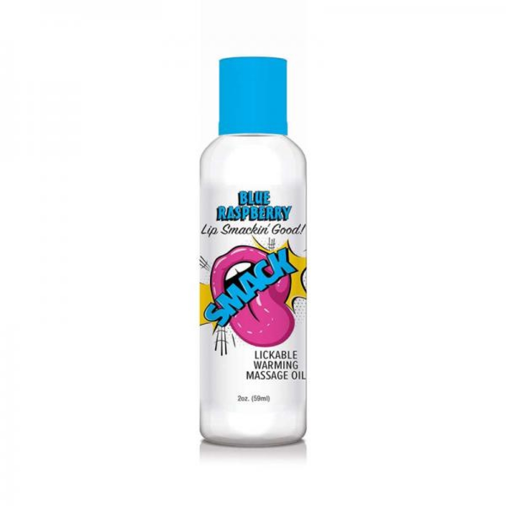 Smack Lickable Massage Oil Blue Raspberry 2 Oz. - Little Genie Productions