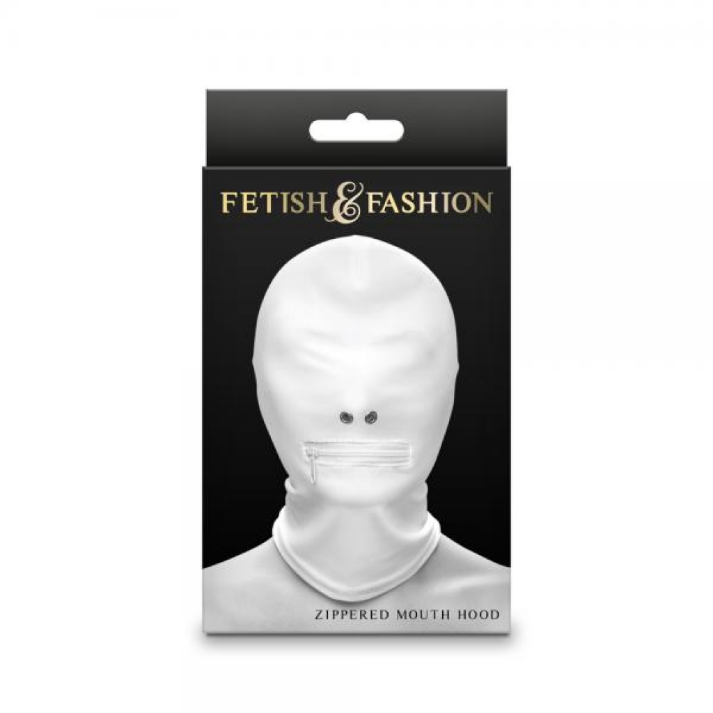 Fetish & Fashion Zippered Mouth Hood White - Ns Novelties