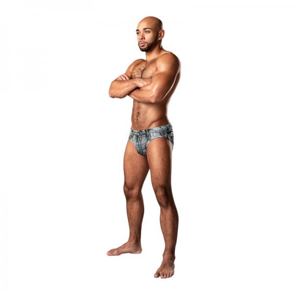 Male Power Dirty Denim Bikini Denim Print L - Male Power