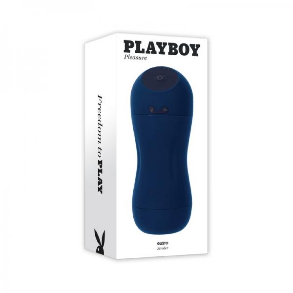 Playboy Gusto Rechargeable Sucking Vibrating Stroker Navy - Evolved Novelties