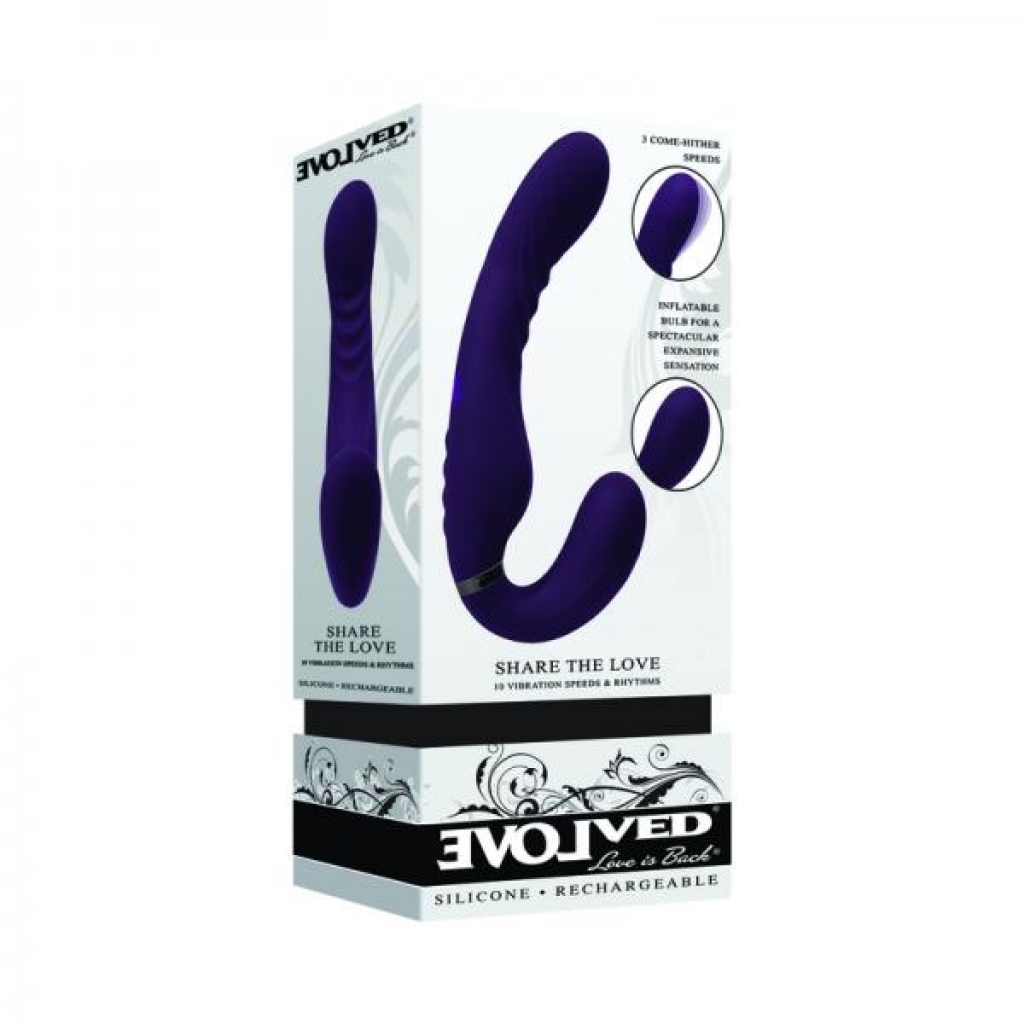 Evolved Share The Love Rechargeable Inflatable Strapless Strap-On - Silicone Purple