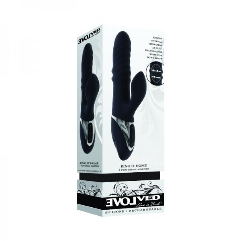 Evolved Ring It Home Rechargeable Dual Stimulator Vibrator Silicone Black - Evolved Novelties