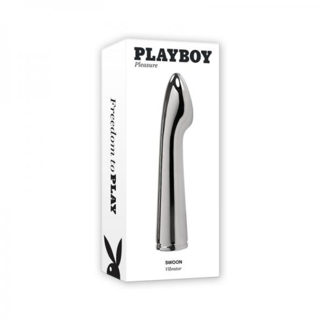 Playboy Swoon Rechargeable Vibrator Aluminum Platinum - Evolved Novelties