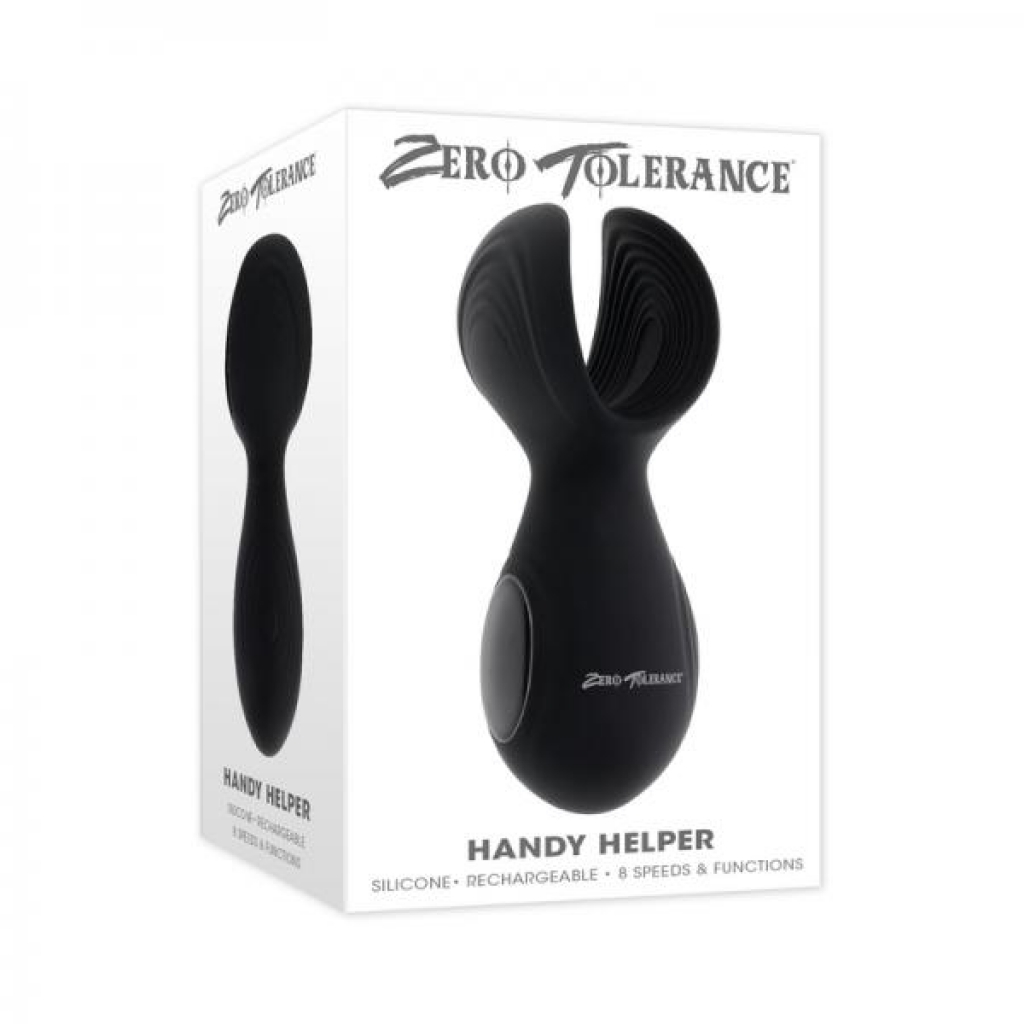 Zero Tolerance Handy Helper Rechargeable Vibrating Stroker Silicone Black - Evolved Novelties