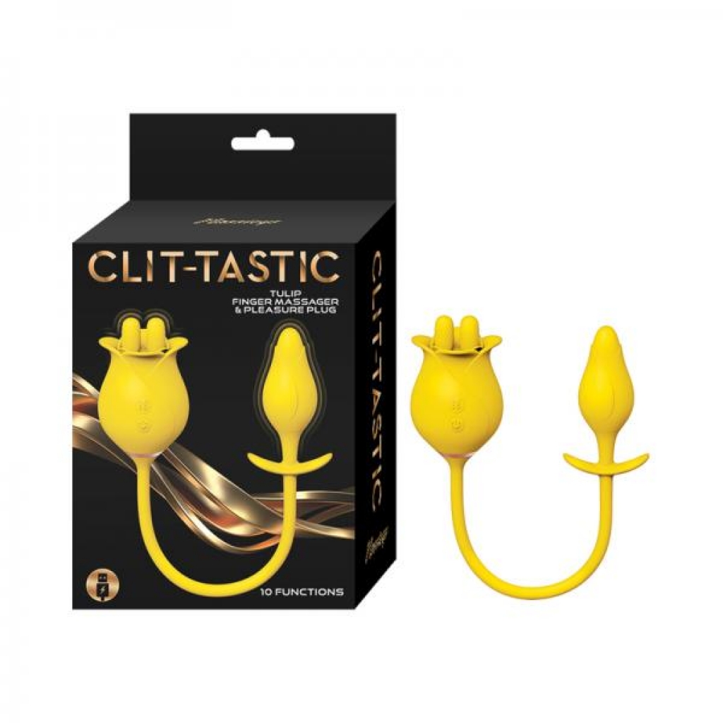 Clit-tastic Tulip Finger Massager & Pleasure Plug Yellow - Nasstoys