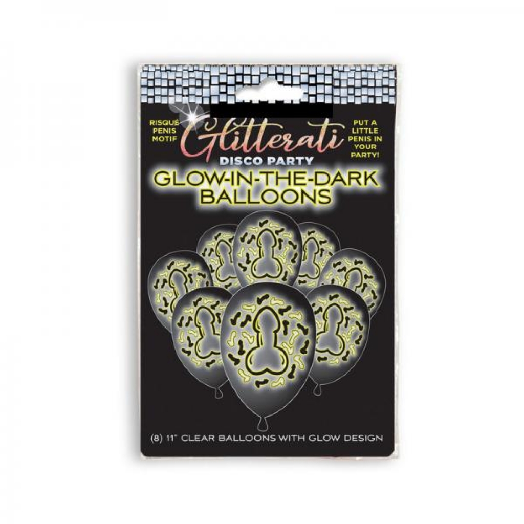 Glitterati Disco Party Glow In The Dark Balloons 8-pack - Little Genie Productions