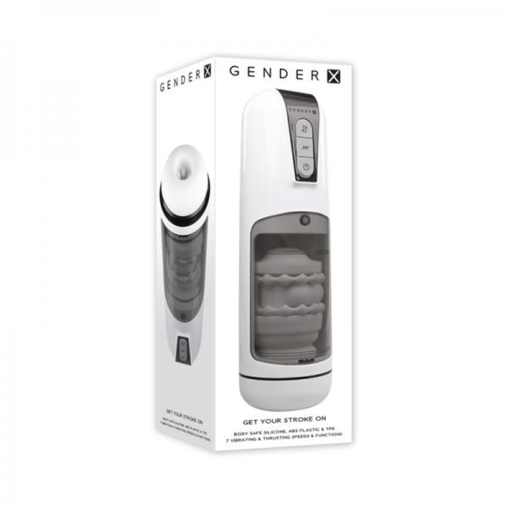 Gender X Get Your Stroke On Rechargeable Stroker Tpe White - Evolved Novelties