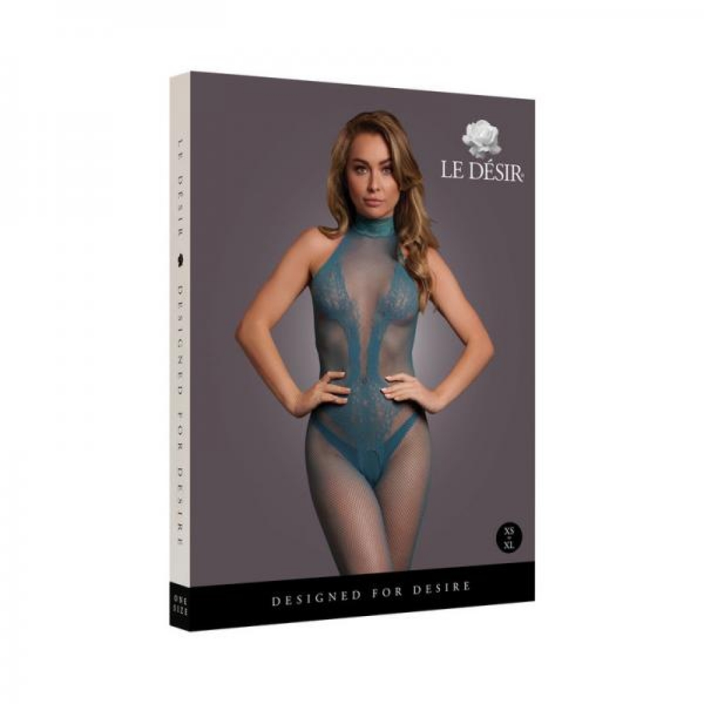 Le Desir Fishnet And Lace Bodystocking Ocean Deep O/s - Shots America Llc