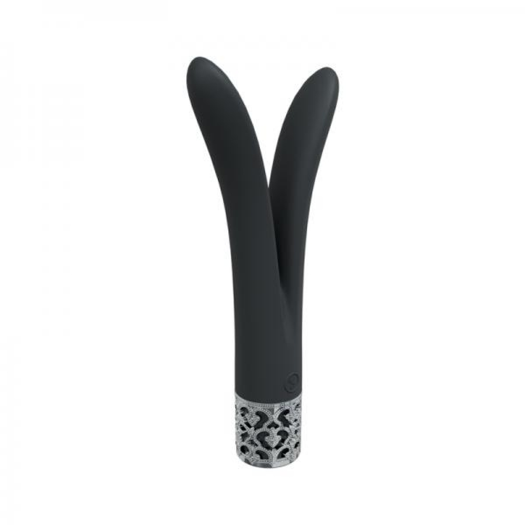 Royal Gems Dueling Queens Silicone Rechargeable Vibrator Black - Shots America Llc